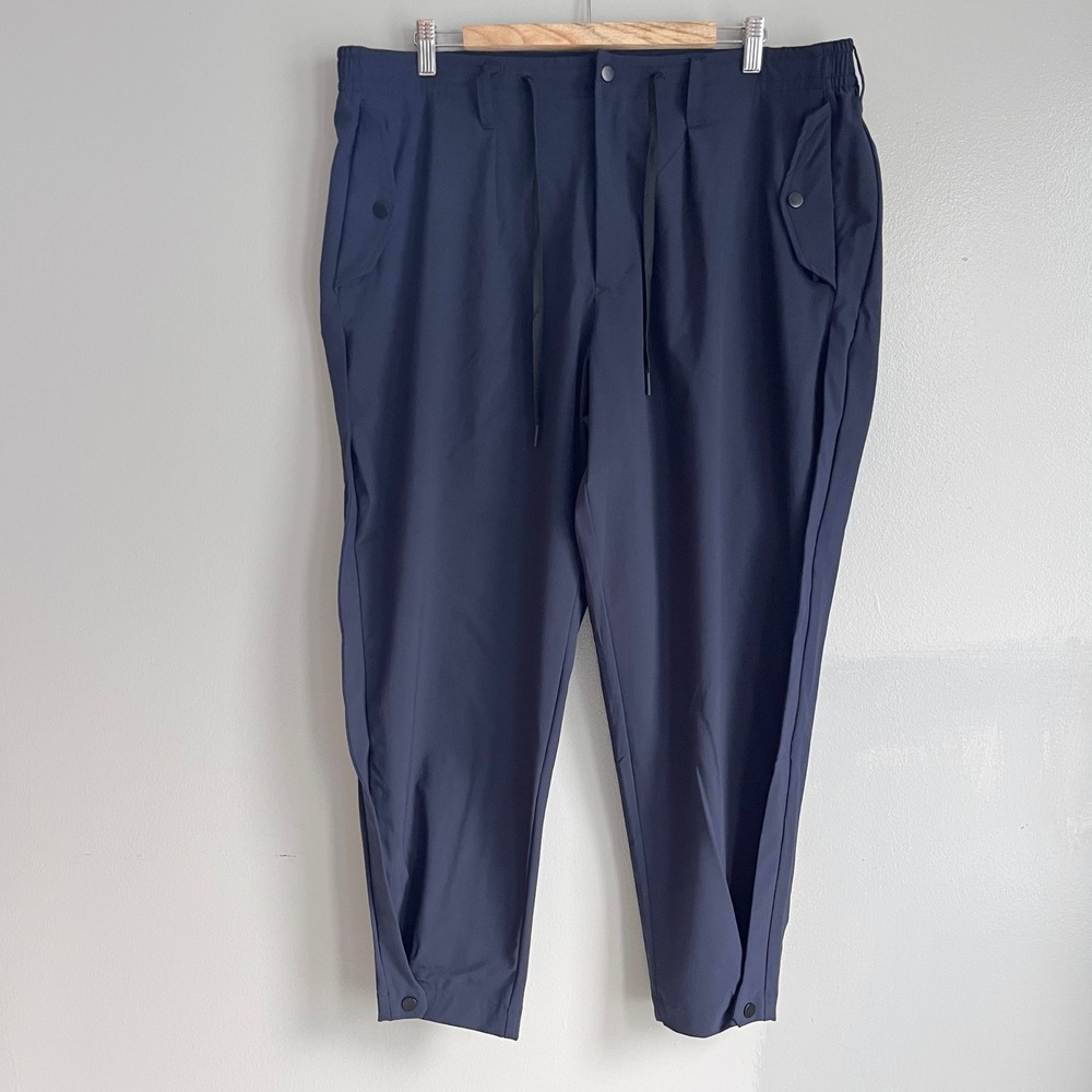 Paskho Sanctuary Navy Travel Snap Ankle Pants Pockets‎ Womens Size L *40 Waist